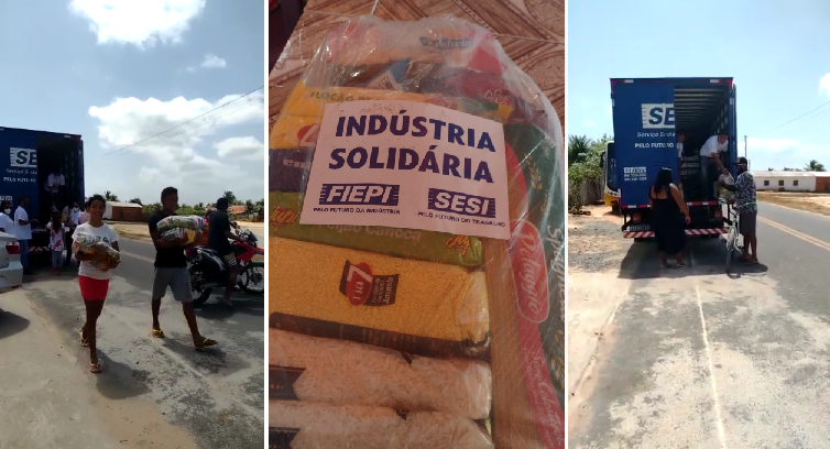 Moradores da comunidade Macapá recebem doações de cestas básicas